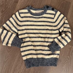 H&M Navy and Cream Striped Crewneck Sweater